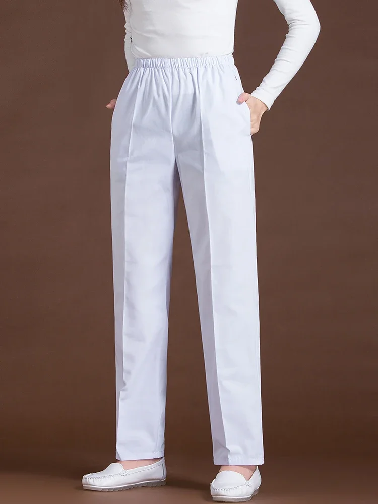 Nurse Pants White Work Pant Elastic Trousers Waist Thick Thin Section Medical Nursing Uniform Clothes Female Spodnie Medyczne