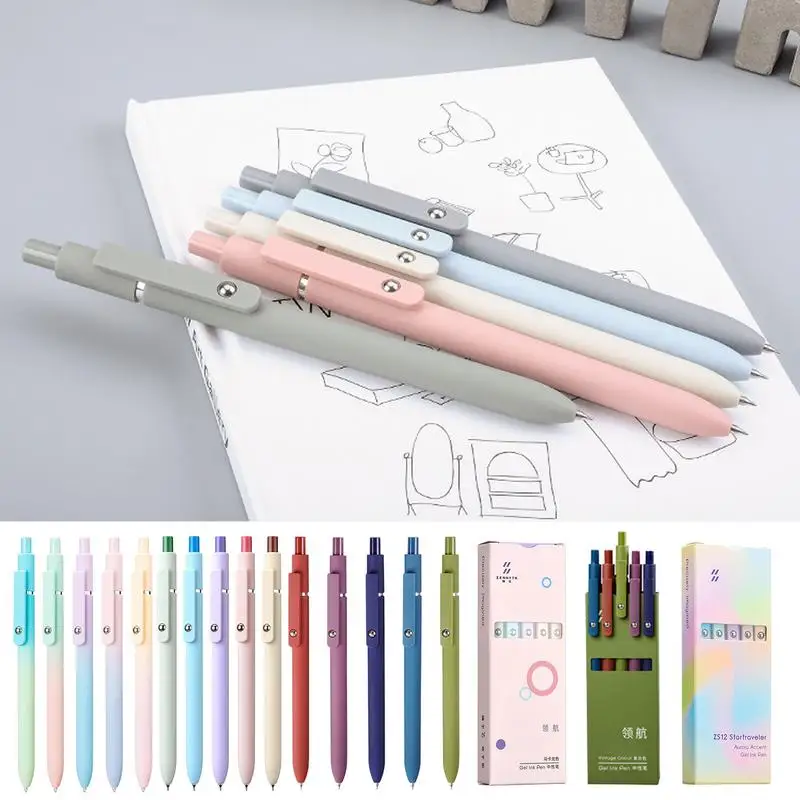 Pens Gel Smooth Writing Pen Set Of 5 Soft Touch Barrel Smooth Writing Pens Retractable Note-Taking Pens For Students Teachers