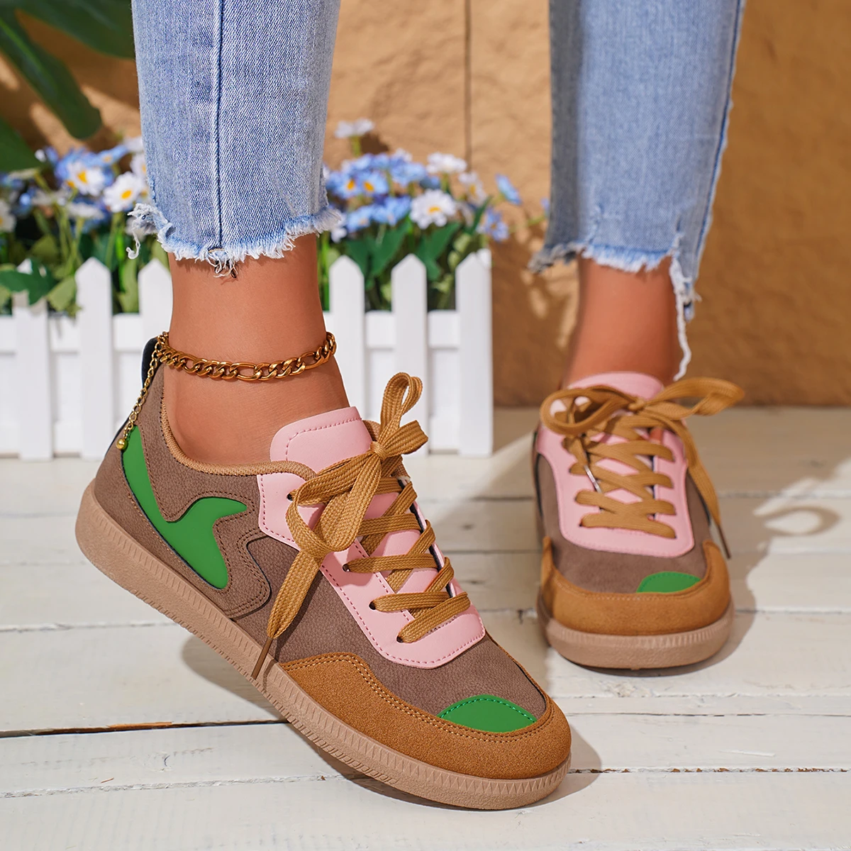 Mix Color Lace Up Casual Sneakers Woman 2024 Wygodne buty z miękką podeszwą dla kobiet Outdoor Sport Flats Tennis Female