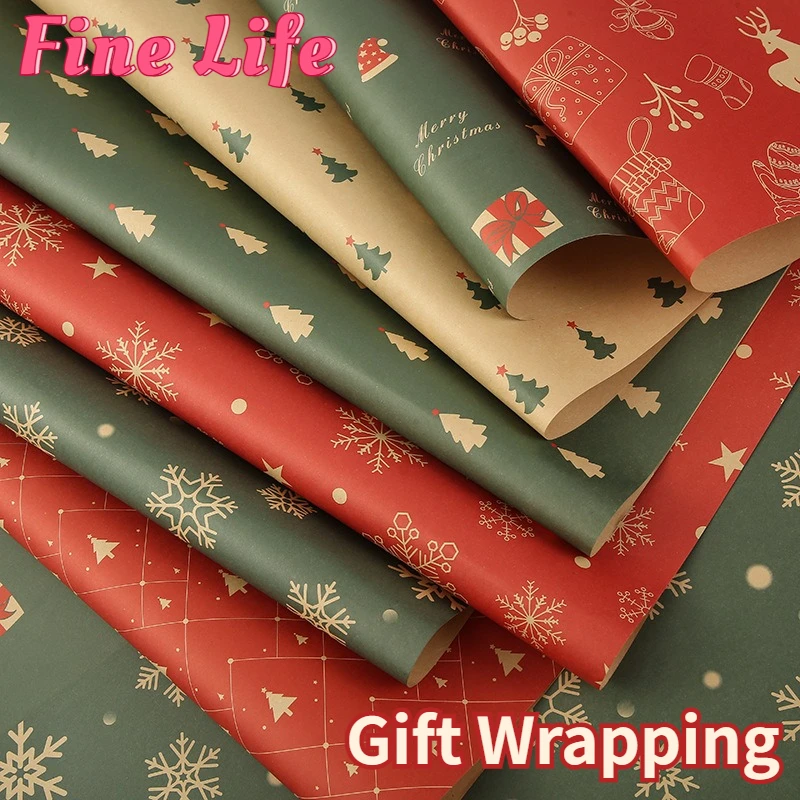 

Retro Kraft Paper DIY Package Christmas Premium Wrapping Paper Christmas Gift Wrap Storage Box Wrapping Paper Present Decoration