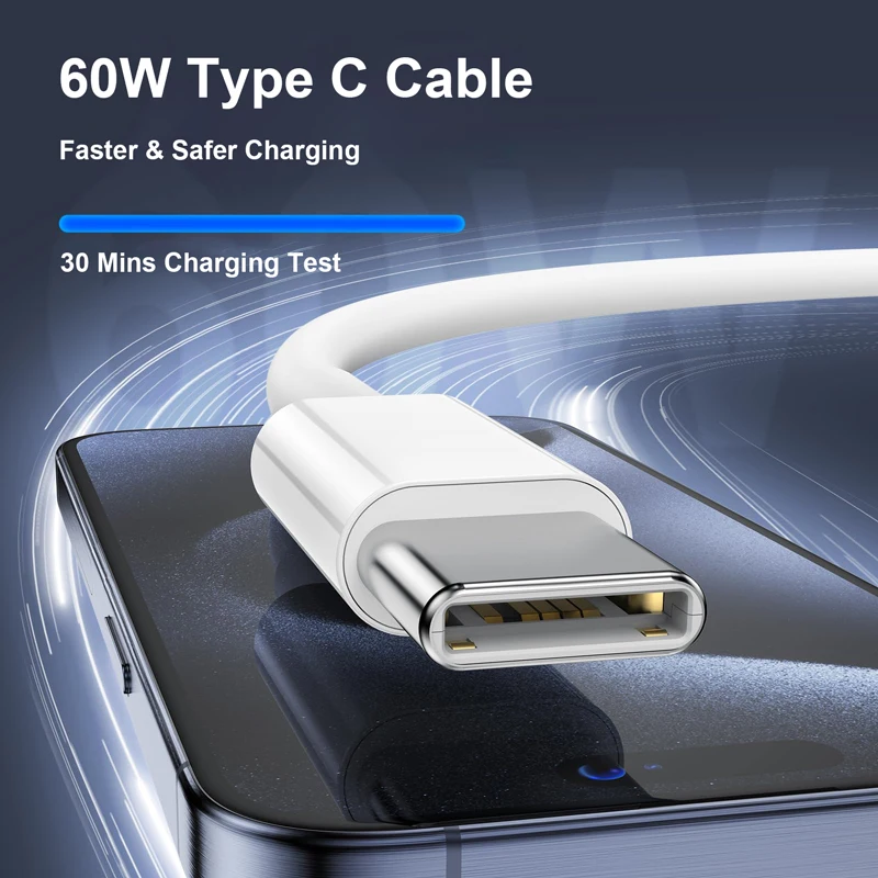 PD 60W For Apple iPhone USB Type C to Type C Super Fast Charging Cable For iPhone 16 15 Pro Max Plus iPad Data Transmission line