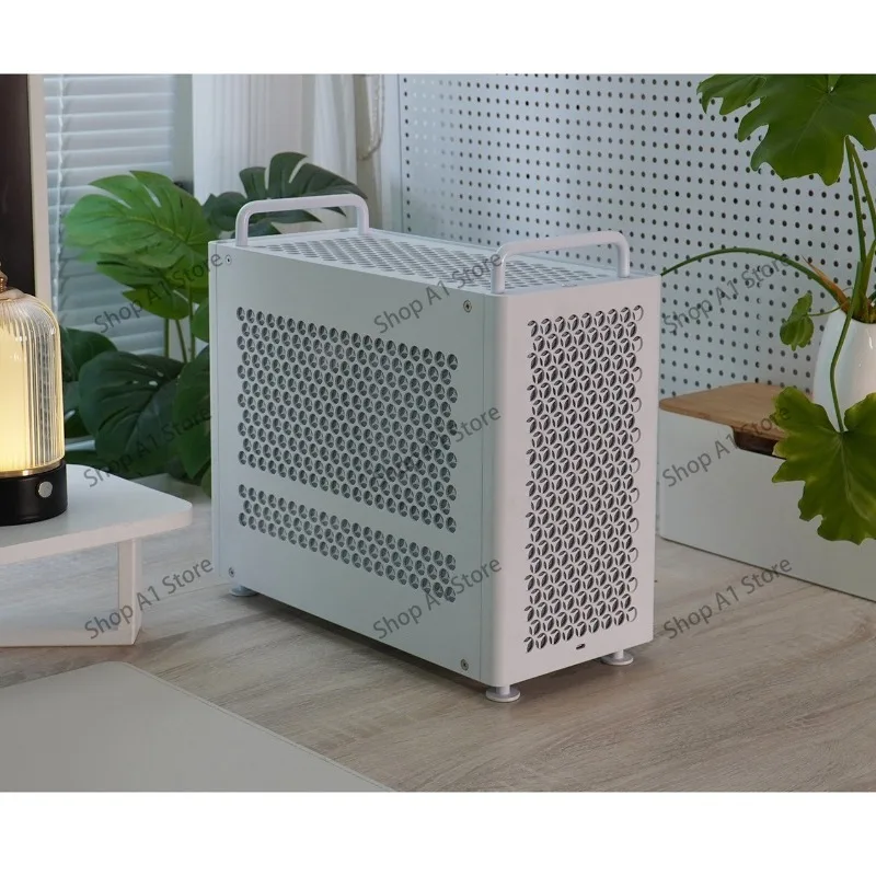 All‑Aluminum MATX PC Case, Minimalist Non‑RGB Chassis with Carry Handle, Supports ATX SFX PSU & Liquid Cooling