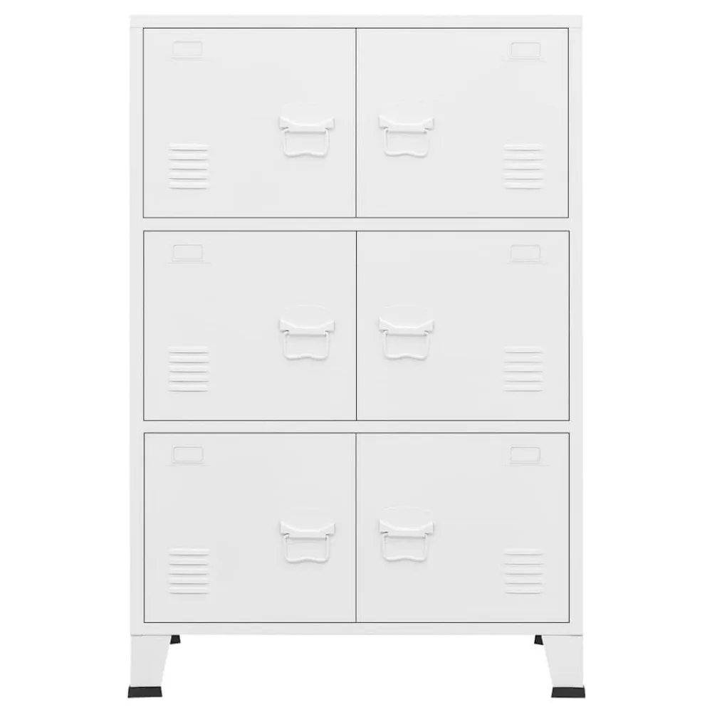 خزانة تخزين vidaXL، خزانة تخزين معدنية مع رفين و6 أبواب، وخزانة جانبية على الطراز الصناعي مع فتحات هوائية، وحاملات بطاقات الاسم