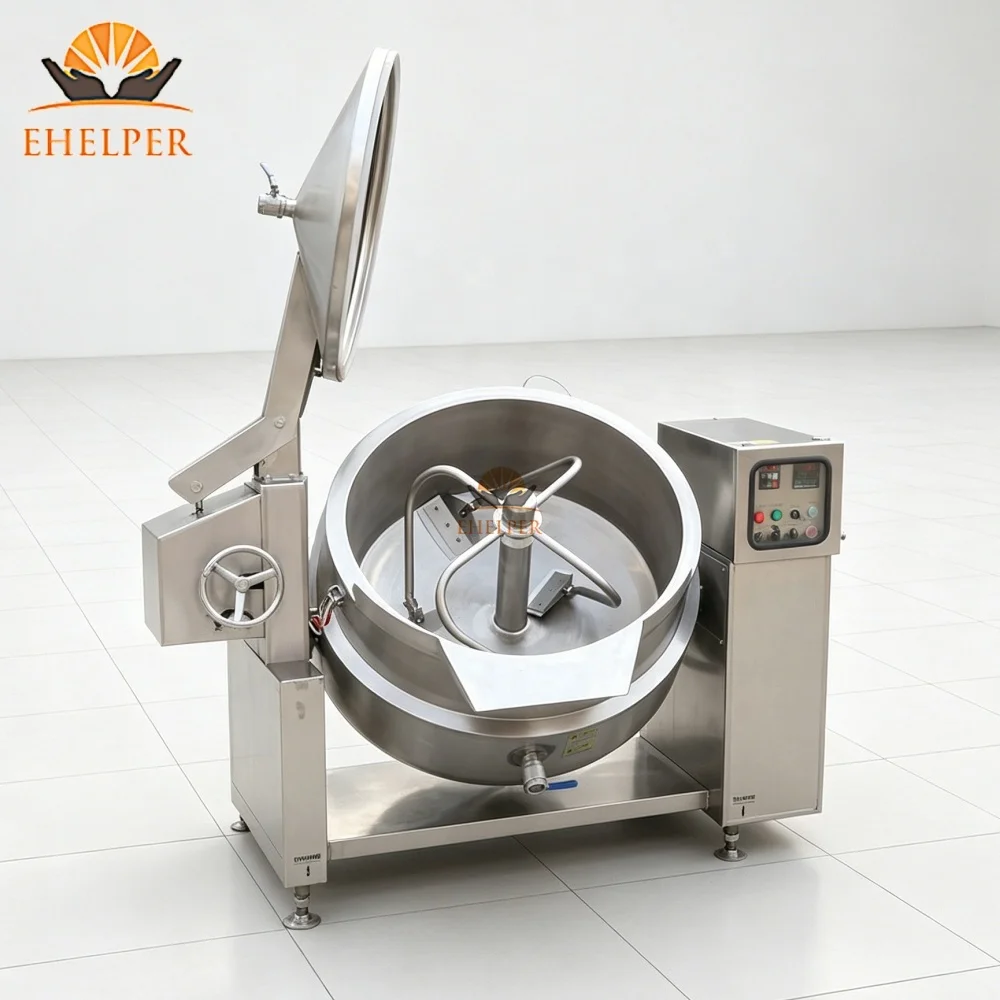 Industrial Cooking Stirring Pot 200L Electric Tilting Wok Kettle CE Certified Bakery Fruit Jam Syrup Chili Sauce Food Processing