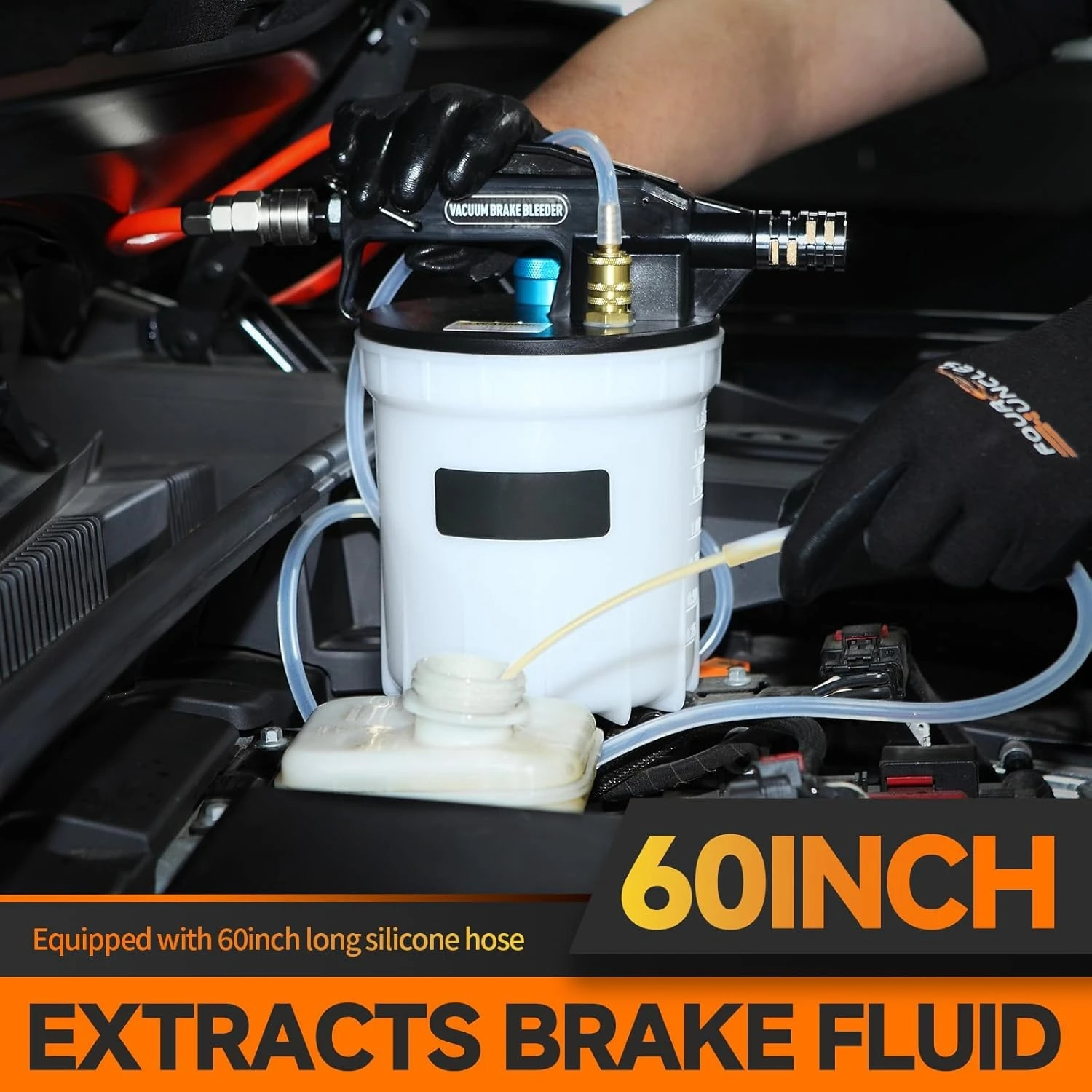 

2L Brake Bleeder Vacuum Pump Kit - Pneumatic Brake Fluid Extractor with 1L Refilling Bottle & Adapters