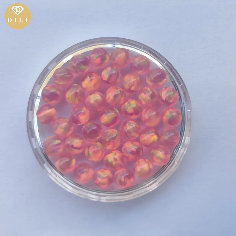 Free Shipping OP513 Semi-Transparent Pink Color 2mm 3mm 4mm 5mm 6mm  Lab Synthetic Ball Shape  Jelly Opal Gemstone Bead image 2