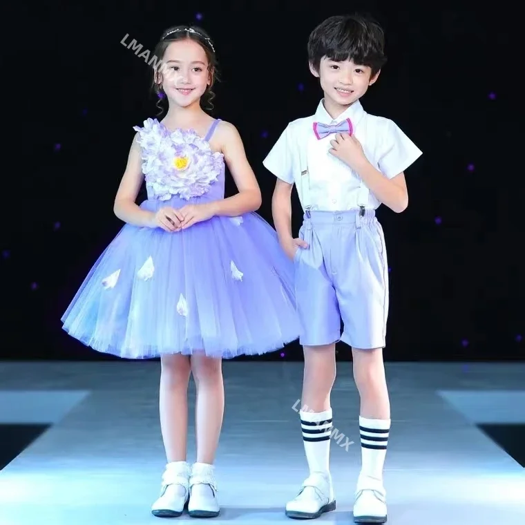 children's-performance-costume-overalls-princess-skirt-dance-costume-fluffy-skirt-elementary-school-performance-costume