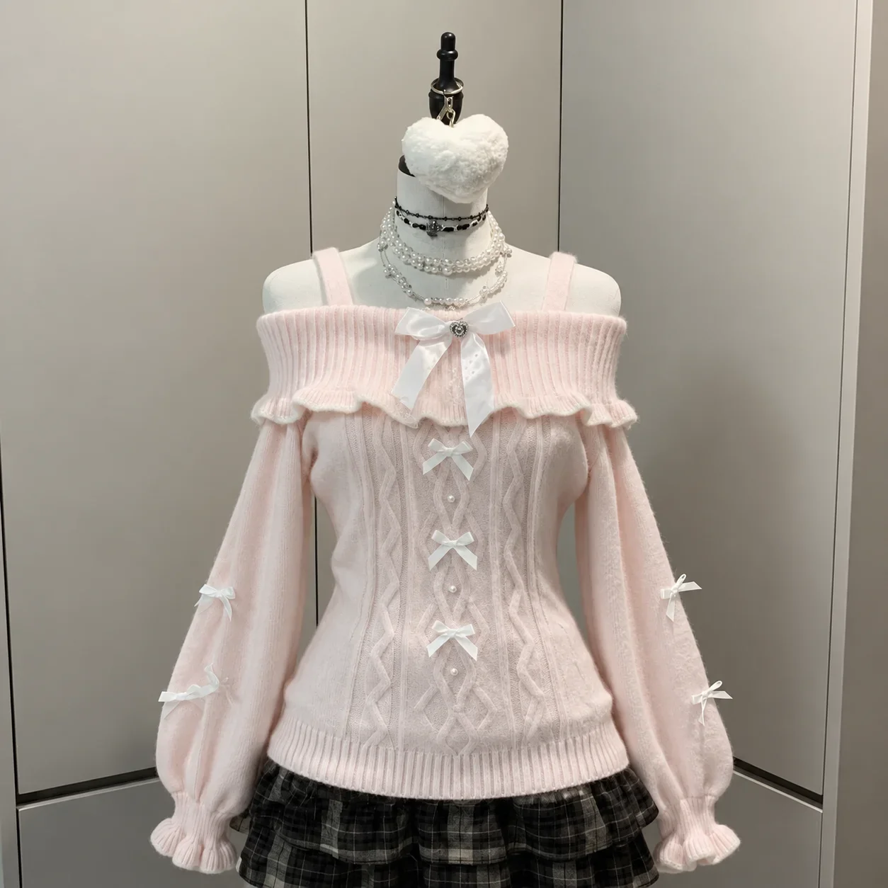 Women Harajuku Korean Y2K Twisted Knitted Sweater Off Shoulder Spaghetti Strap Long Sleeve Sweet Daily Casual Street Jumper Tops