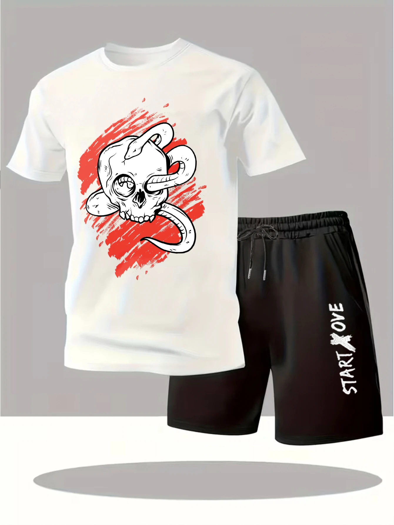 

Мужские комплекты 2025: Новинка! Модный спортивный костюм для мужчин, комплект с принтом, мужской спортивный костюм, комплект с коротким рукавом, графический свитшот