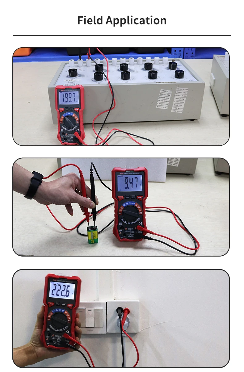 Handheld Multimeter 6000 Counts for Measure Voltage Current Resistance Diodes Continuity Capacitance with NCV Function