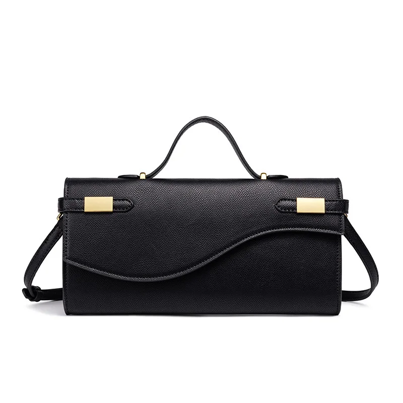 حقيبة يد نسائية طويلة جديدة لعام 2025 مع حقيبة كتف بقفل قلاب وحقيبة يد جلدية #3