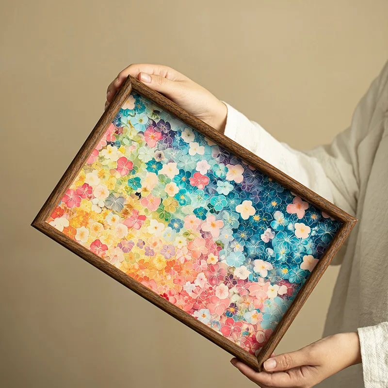 Oil Painting Style Tea Tray with Blossoms All the Way, Square Tray, Teapot Holder, Dry Brew Tray