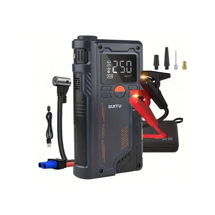 

Portable Car Jump Starter and Air Pump 4 In 1 150PSI Air Compressor PowerBank Booster Car Starter Device Automotive Tyre Inflat