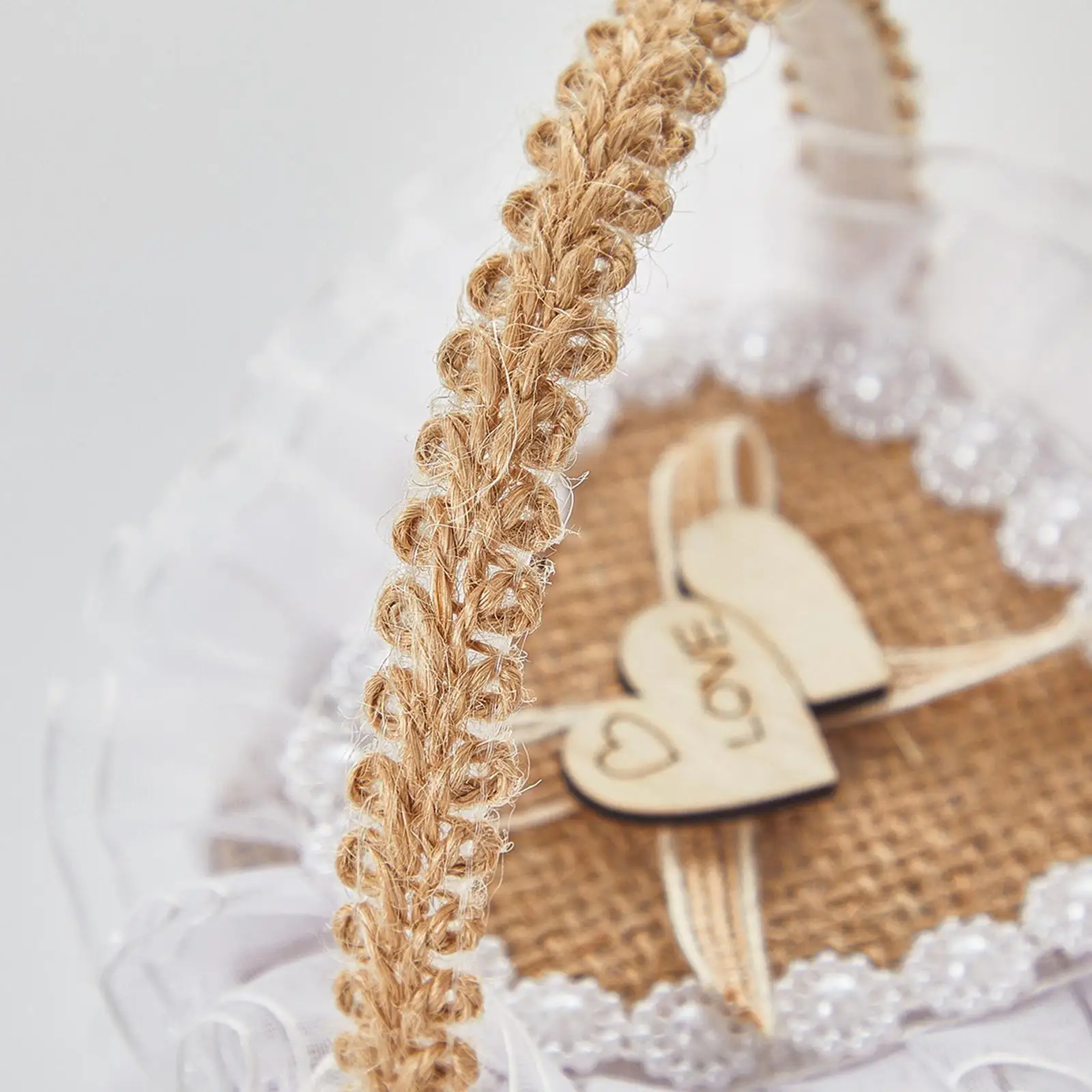 Pudełko na obrączki ślubne, Koszyk dla druhny, Romantyczne i eleganckie, Juta, Pies, Druhna