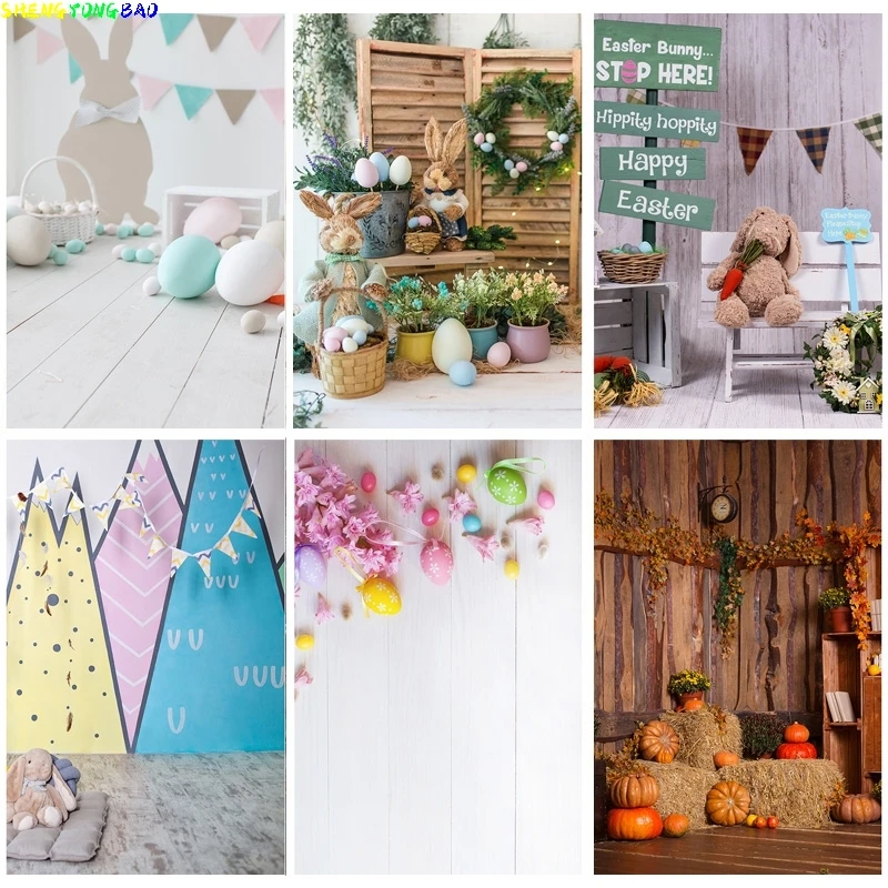 

Vinyl Custom Easter Eggs Rabbit Photography Backdrops Photo Studio Props Spring Flowers Child Baby Photo Backdrops 21430 CJ-03