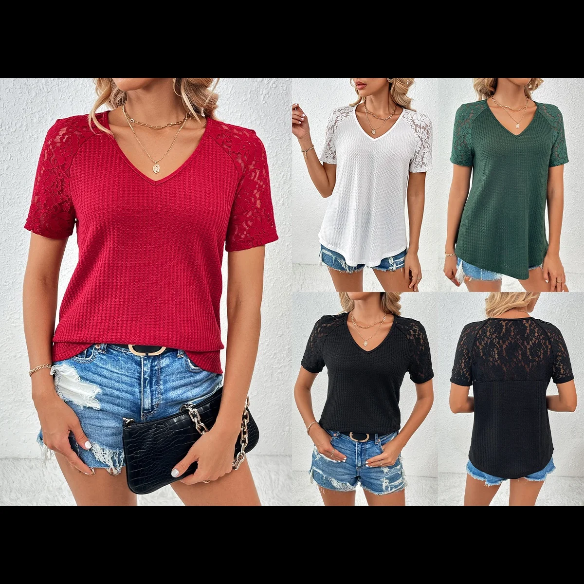 Femmes Cleanfit dentelle creuse Vne t-shirt ample orts moyen-âge hiver Faion décontracté coton lin mélange Dr