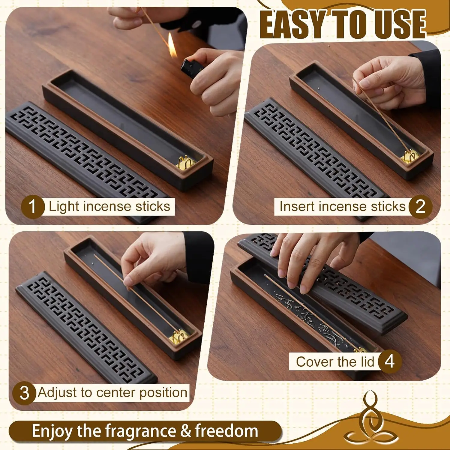 CEREMONY Incense Holder for Sticks, Ceramic Insence-Stick Holder Ash Catcher, Room Liner