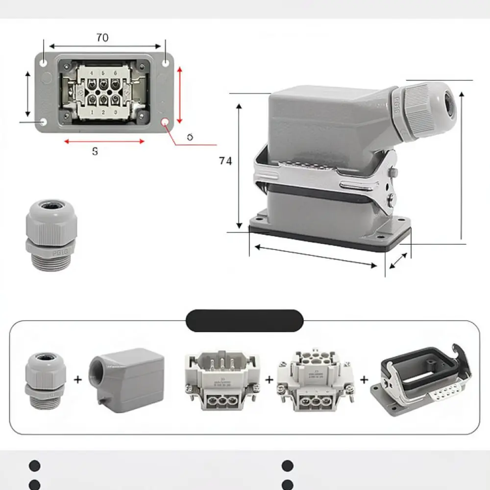 Industrial Heavy Duty Rectangular Connector For Kono Electrical Power Plug Socket Module Automated Control System Equipment