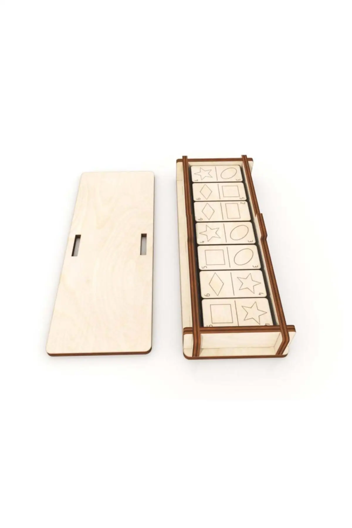 Geometrische Vormige Hout Boxed Domino Game