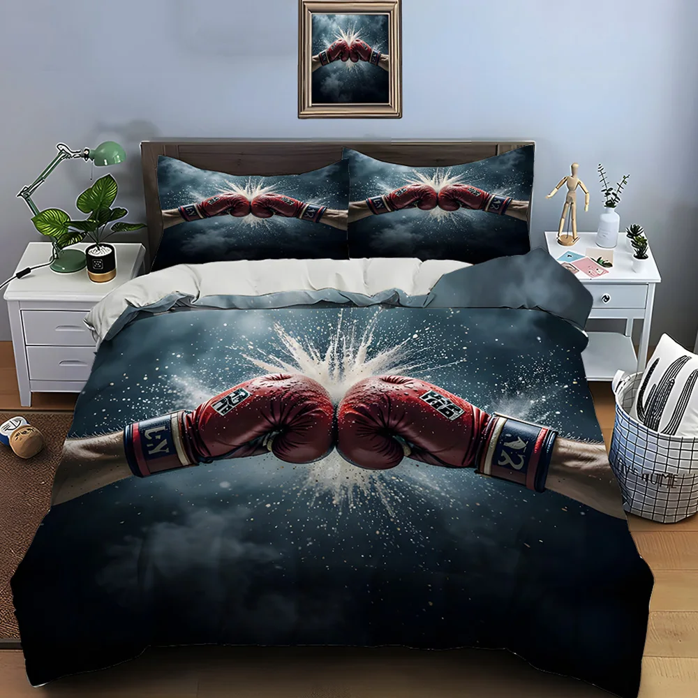 Boxing gloves collision sparks Bedding Set for Kids Luxury Gift 3pcs Digital Print Comforter Set Soft Comfortable Breathable