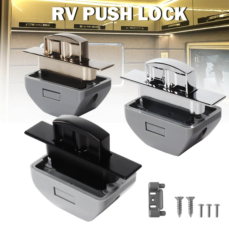 10-Pack Keyless Push Lock - Durable Cabinet Door/Drawer Latch for RV/Camper/Caravan