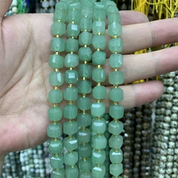 6-7mm Natural Green Aventurine Faceted Cube Loose Beads Agate Wholesale Gemstones For Jewelry Making DIY Bracelet Necklace