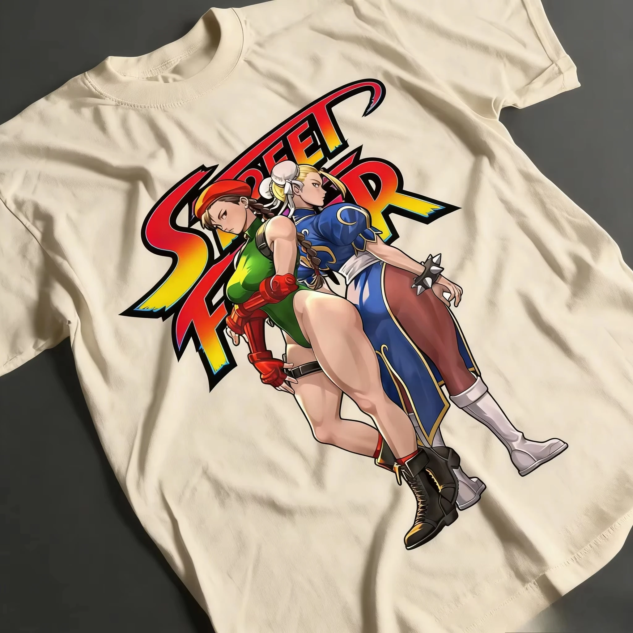 Men's T Shirt Street Fighting Fighters II Select Character Game Funny pure Cotton Male Clothes Short Sleeve Crew Neck Streetwear