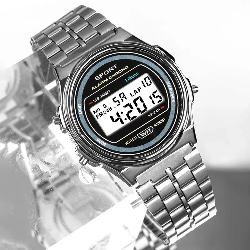 Luxury LED Digtal Watch Unisex Watches Steel Strap Men Wristwatches Waterproof Multifunction Sports Wrist Watch Electronic Clock