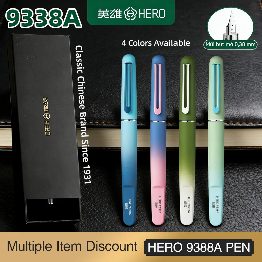 

Перьевая ручка Hero 9338A, 4 цвета, градиентная, с магнитным колпачком, для студентов-каллиграфов, начинающих, подарочная коробка для детской каллиграфии