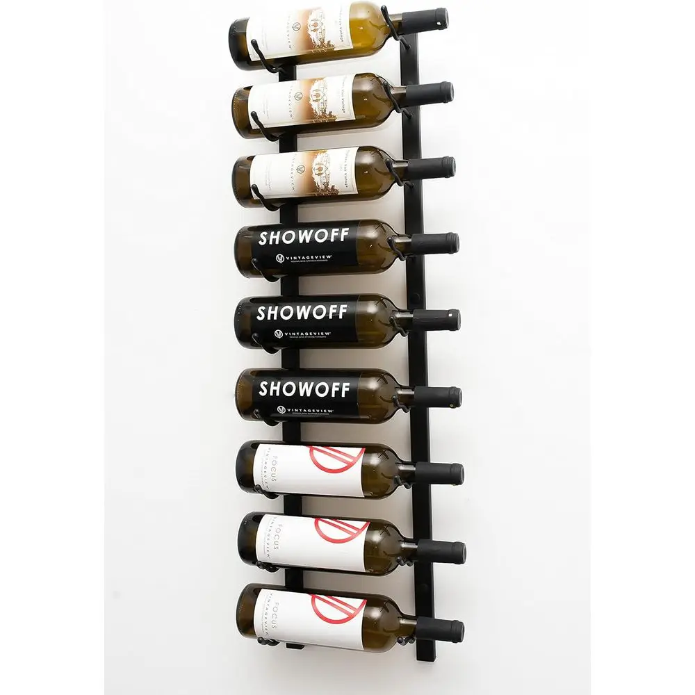 

Modern Metal Wall-Mounted Wine Rack - 9-Bottle Capacity, Space-Saving Design in Matte Black