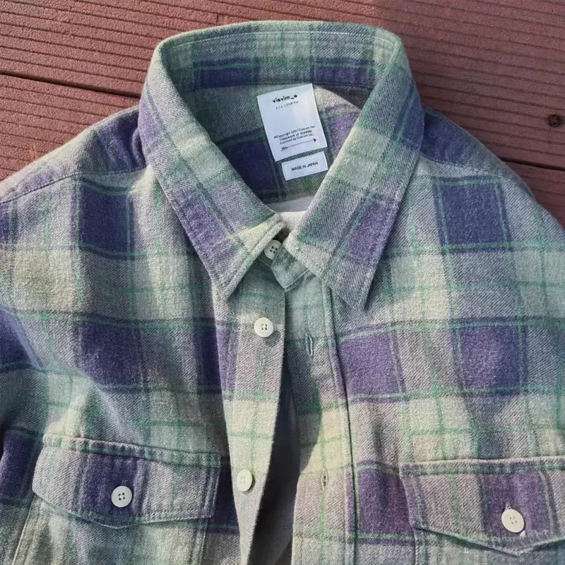 Visvim fil 23aw pioneer Nakamura Japanese trend plaid shirt spring and autumn washed long-sleeved shirt