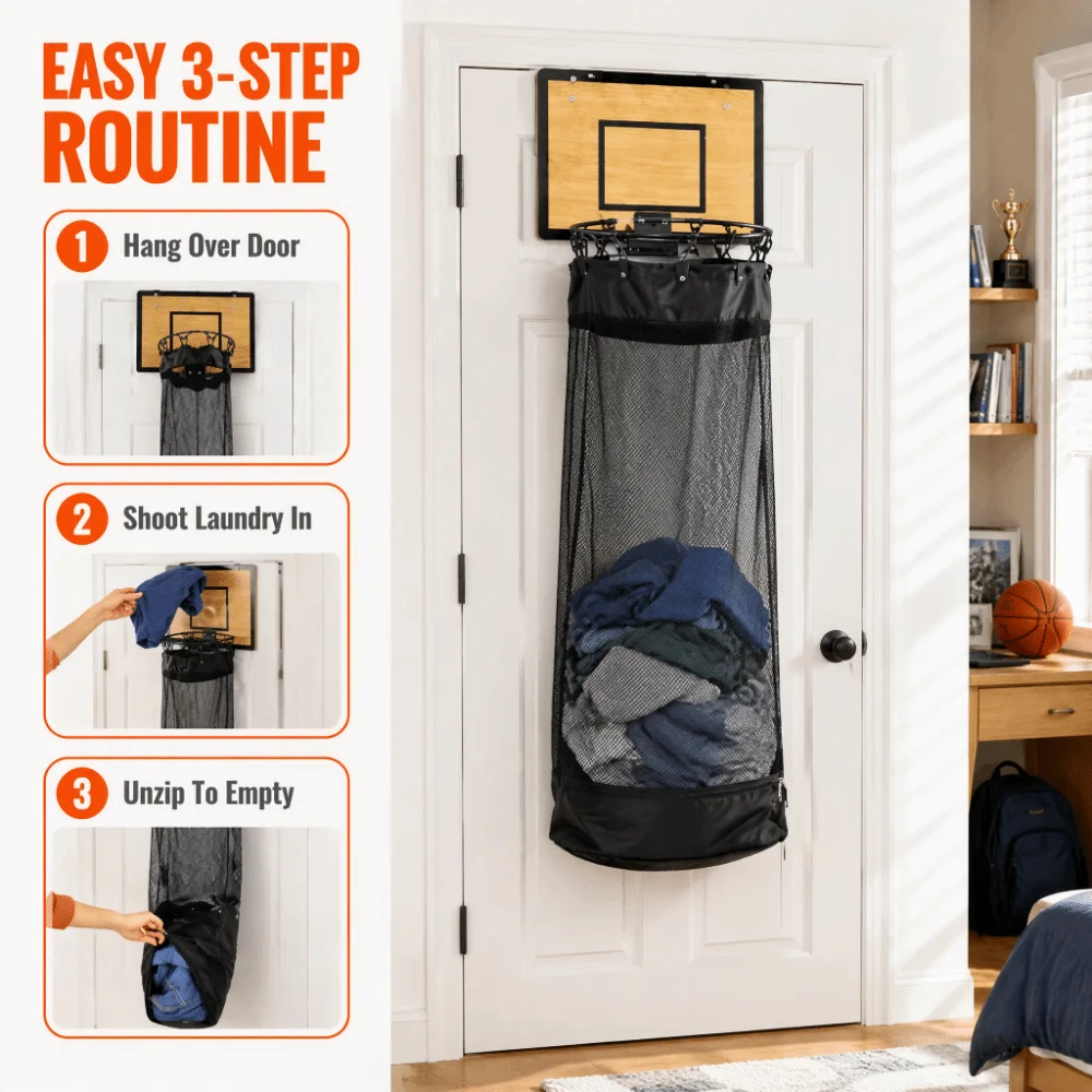 Can Be Hung Hanging Laundry Basket Net Fabric Storage Household Wall-mounted Dirty Laundry Basket Fun No Drilling Required