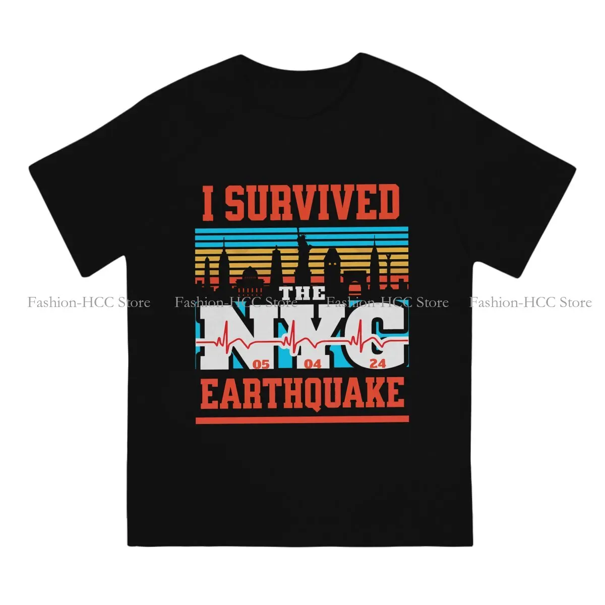 I Survived The NYC Earthquake Polyester TShirts Cool Print Homme T Shirt Hipster Clothing