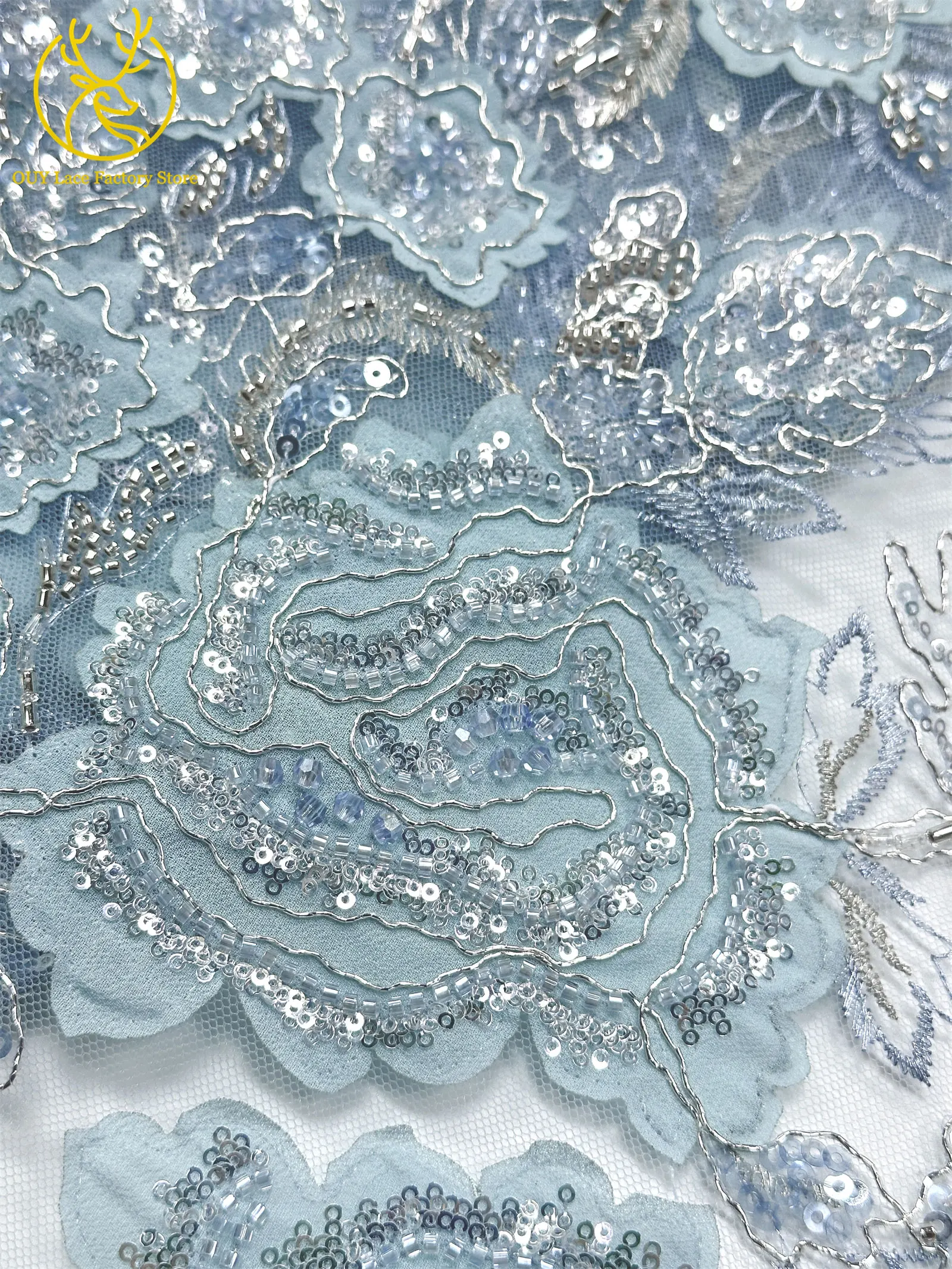 Modische Elegante Französische Brautkleid-Spitze mit Stickerei und Perlen 2026 Hochwertige Nigerianische Afrikanische Pailletten-Spitze für Hochzeitskleider – Detail 22
