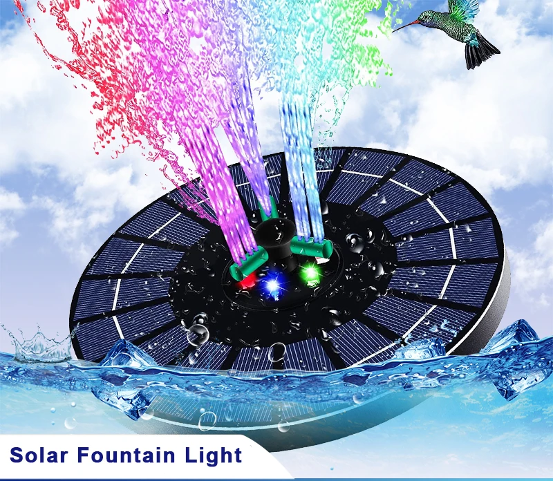 HOTOOK 3.5W  Rise Ring  Full Glass Panel Solar Powered Floating Fountain Light for Pond Fountain BirdBath Water Cycling