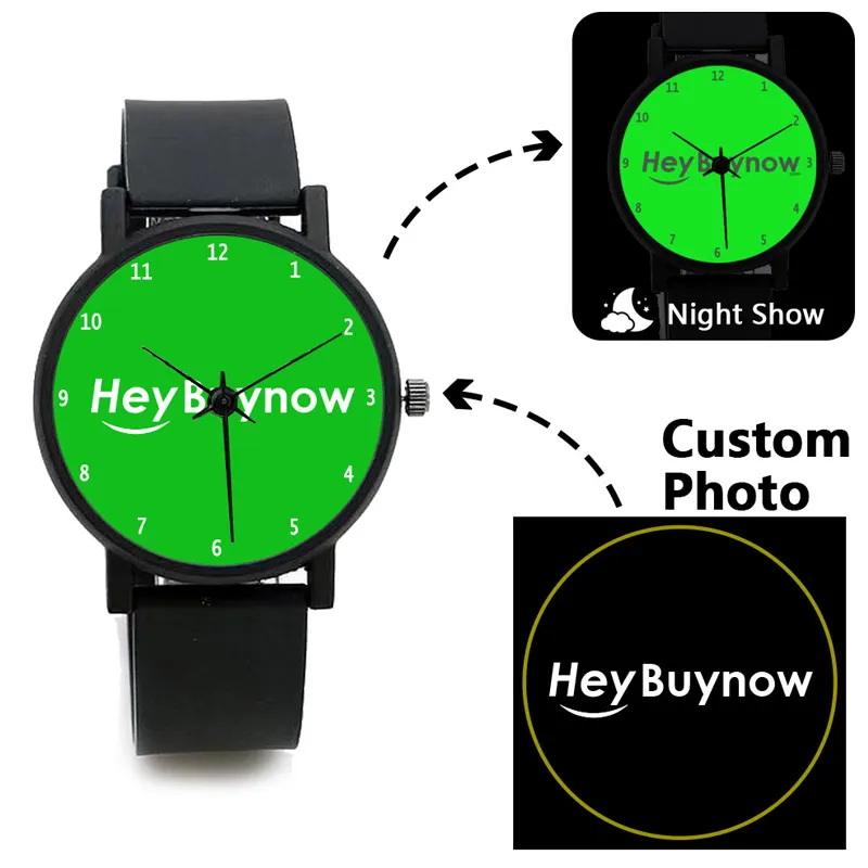 

New Creative Black Silicone Quartz Watch for Couples: Unisex Style Customizable Photo Brand Logo Pet Cartoon Design Watch