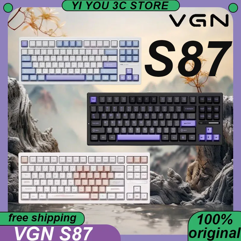 

VGN S87 Wireless Mechanical Keyboard Tri-mode 8000mAh Bluetooth Hot Plug RGB Customized Gaming Keyboards Ergonomics PC Laptop