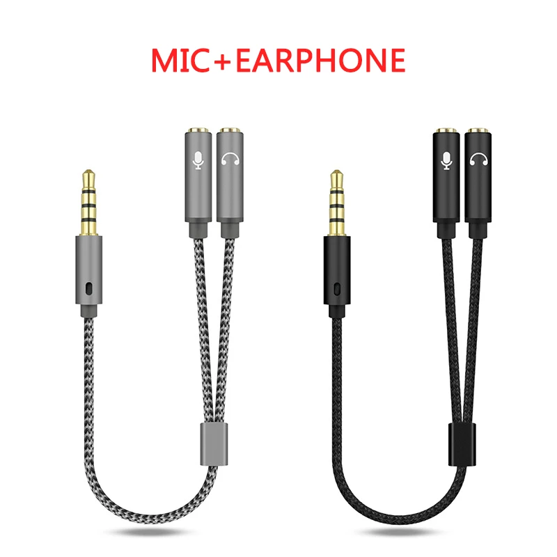 Headset Splitter 3.5mm Audio+Mic Stereo Headphone Splitter Audio 3.5mm 4 Pole Jack Y Cable for PS4,PC Gaming Headset,Xbox One ﻿