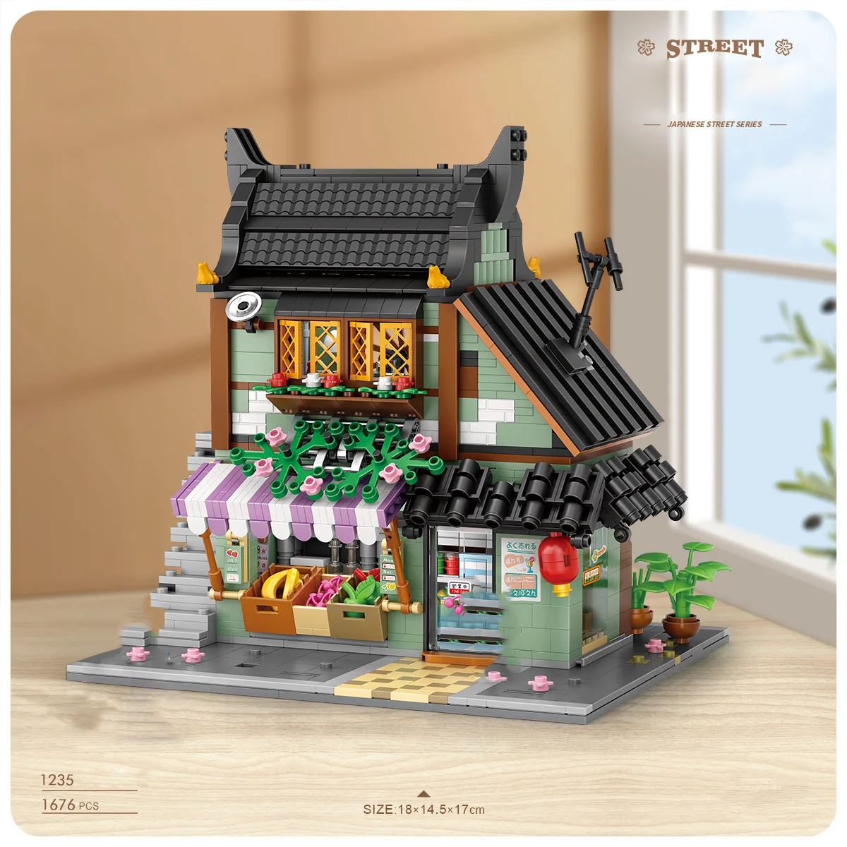 Japan City Street View Mini Block Ramen Restaurant Apartment Fruit Vegetable Shop 3in1 Building Brick Figures Toys For Gifts