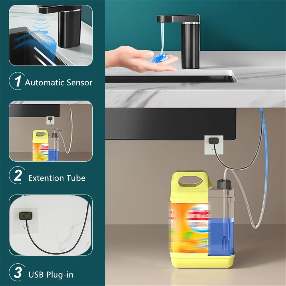 タッチレス自動シンク液体石鹸ディスペンサー電気usbプラグイン式食器用ハンドサニタイザー洗剤キッチンバスルームカウンタートップ用
