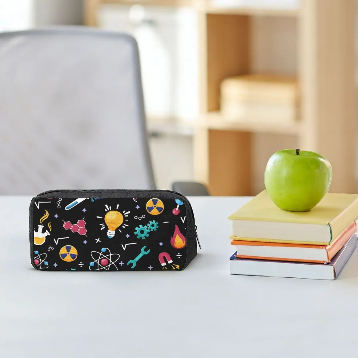 STEM Icons Pattern Science Engineering Pencil Cases for Student School Pen Box Pencil Bag Pencil Pouch Storage Stationery