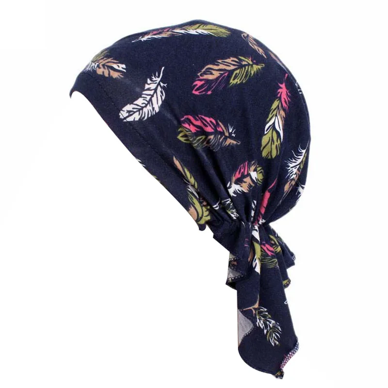 Frauen Gedruckt Muslimischen Turban Pre-krawatte Stil Krebs Chemo Hut Beanie Schal Turban Kopf Wrap Cap Kopfbedeckung Dame Haar zubehör – Detail 6