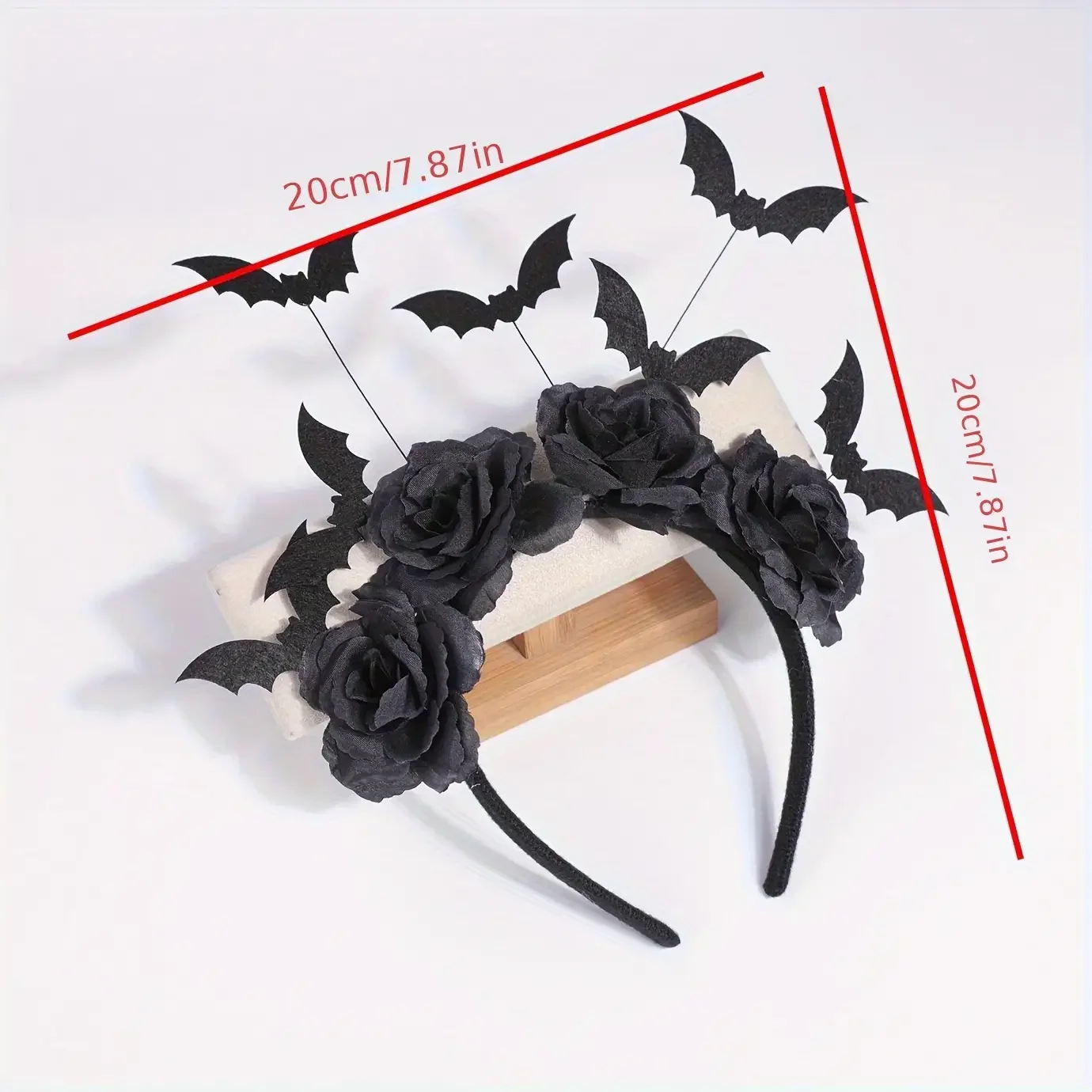 1 piece Halloween party headband - cute witch hat with black artificial flowers, gothic bat clip, dark role-playing accessory image 6