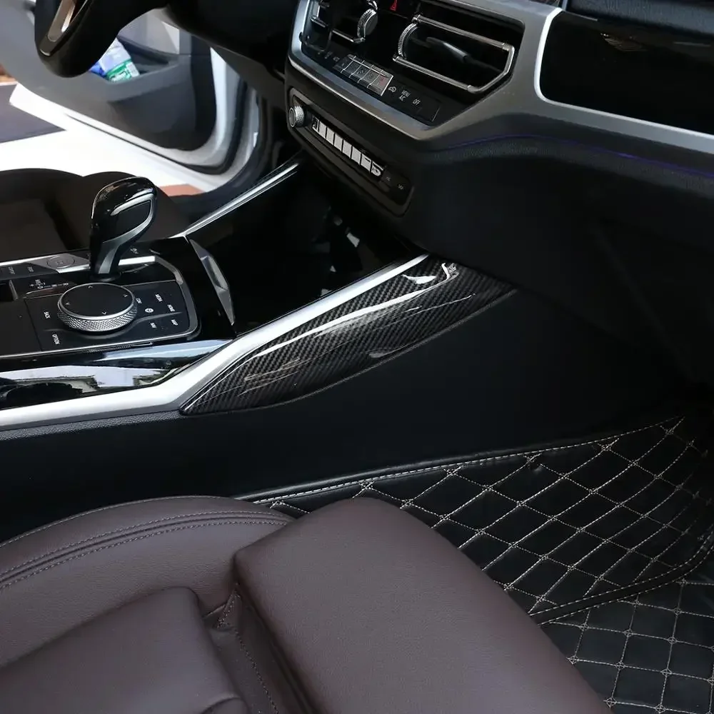 ABS Carbon Faser Auto-Styling Interior Center Control Getriebe Shift Panel Abdeckung Seite Streifen Trim Für BMW 3er G20 G28 2020-2024