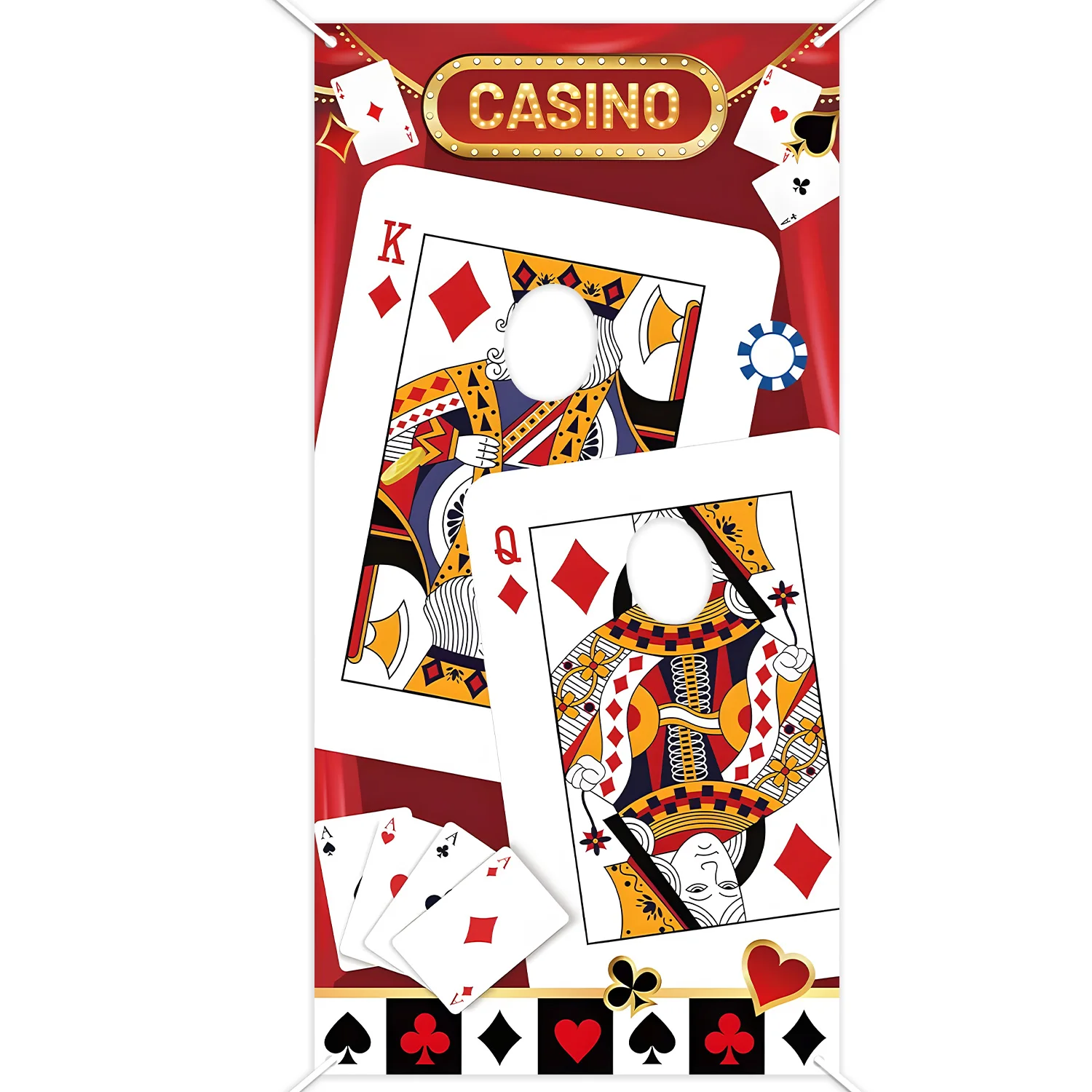 

1PCS Poker Party Theme Set with Face Exposed Photos Background Cloth for Night Games And Party Decorations