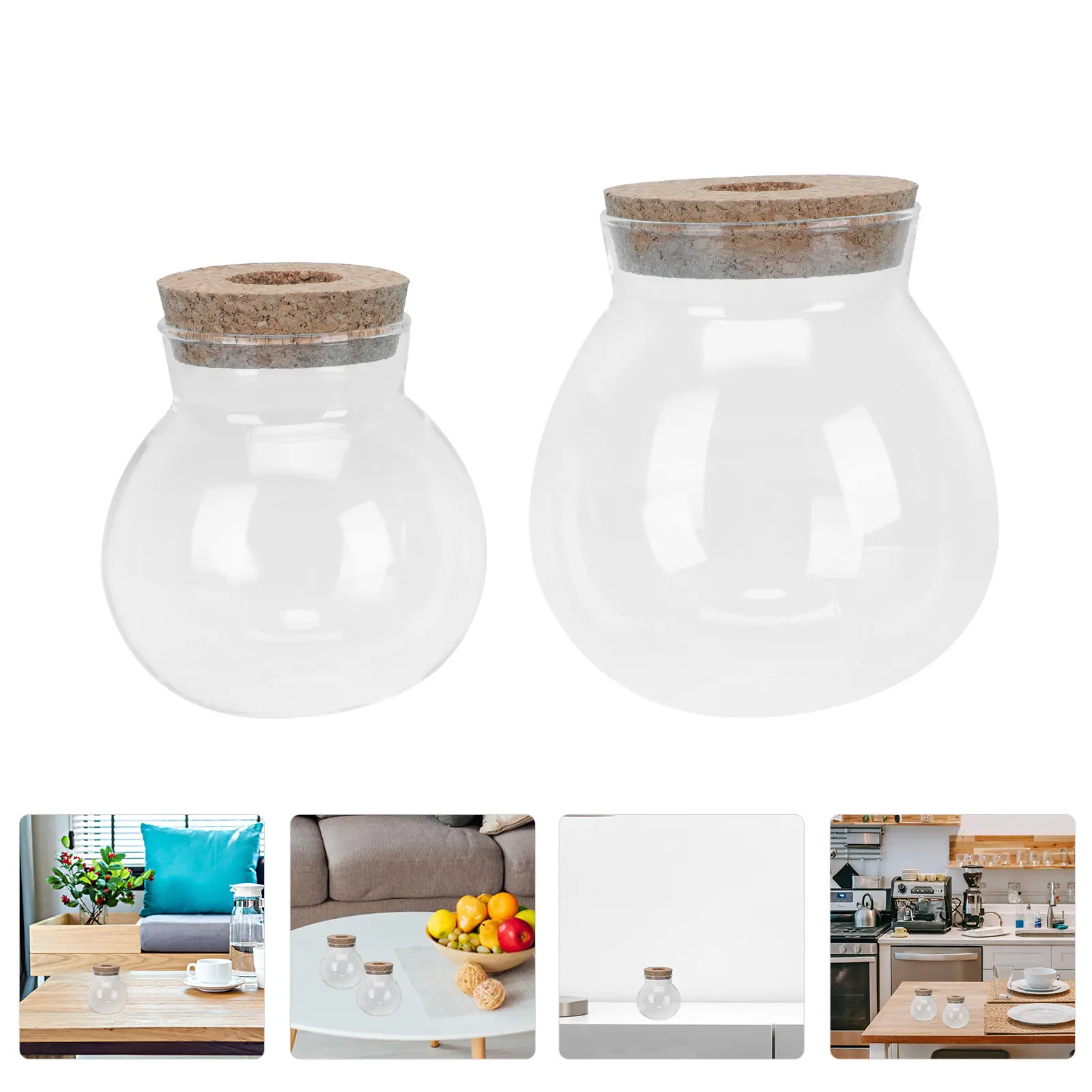 2Pcs Glass and Wood Vase Exquisite Technology High Quality Materials Simple Styling Smooth Comfortable Home Decor Vase Adornment