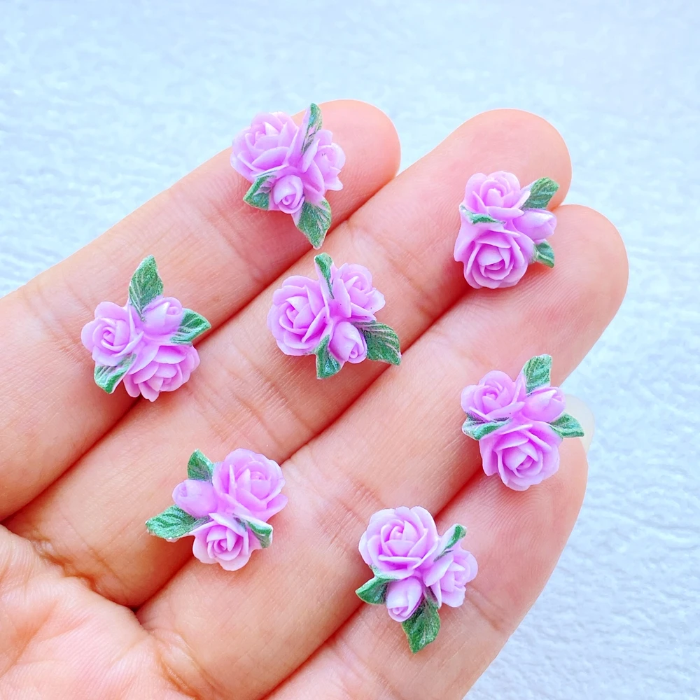 30 Stück Niedliche Mini 3D Farbige Rosen und Blätter Nagelkunst Harz Designer Charms DIY Dekorationen Schmuck – Detail 10