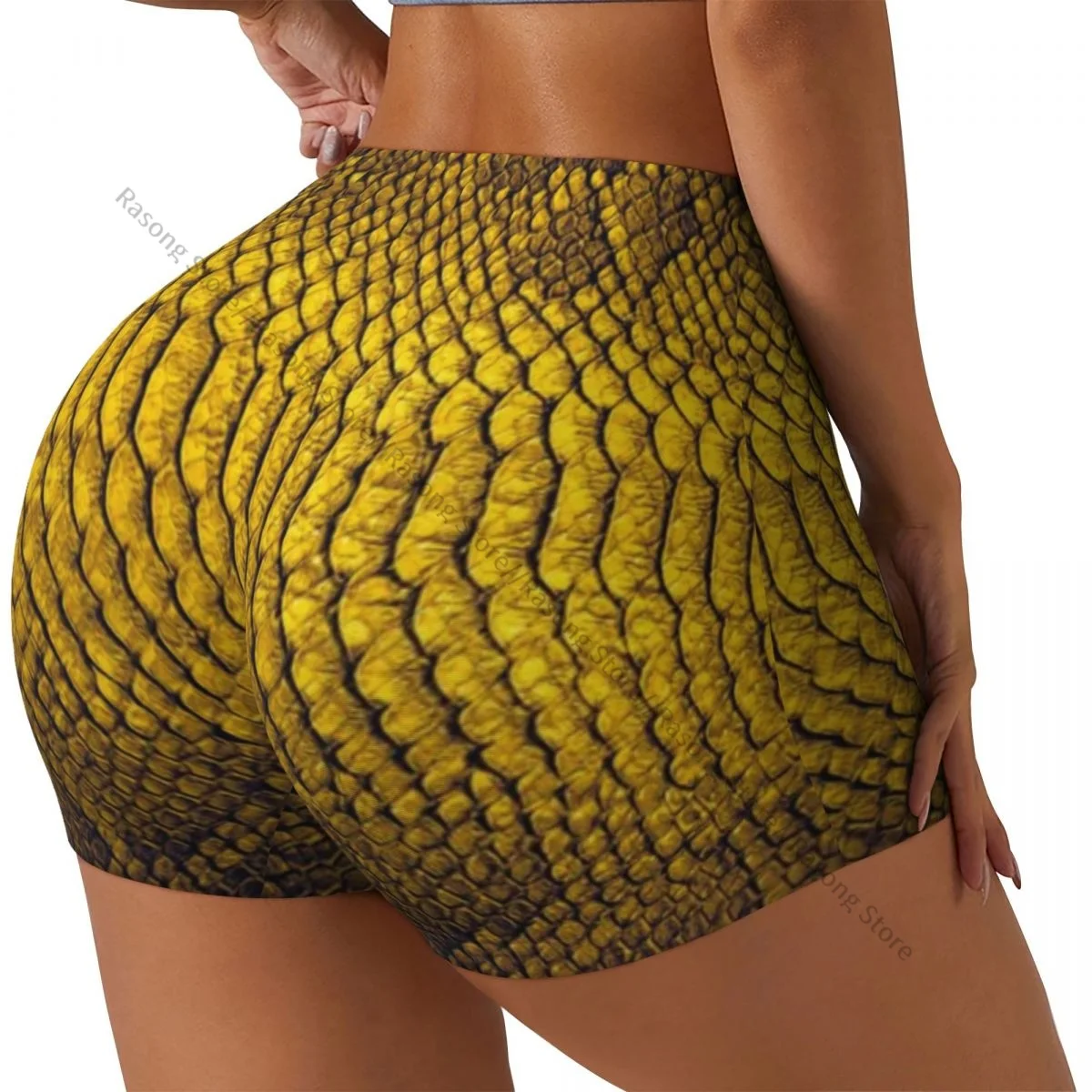

Женские шорты для йоги, змеиная кожа, текстура рептилий, скребок, подтяжка ягодиц, комфортный фитнес-зал