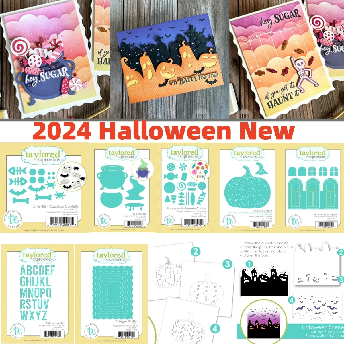 2024 Halloween Candy Pumpkin Cauldron Metal Cutting Dies Clear Stamps Stencil DIY Decorating Scrapbook Paper Card Craft Die