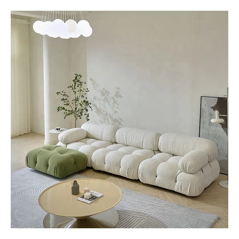 French Minimalist Lamb Fleece Module Living Room Set Furniture Cloud Block Designer Creative Free Combination Sofa